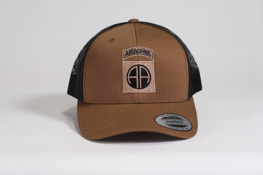 82nd Airborne Division Patch Embroidered Coyote Retro Trucker Cap