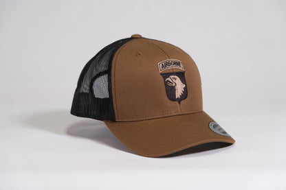 101st Airborne Division Patch Embroidered Coyote Retro Trucker Cap