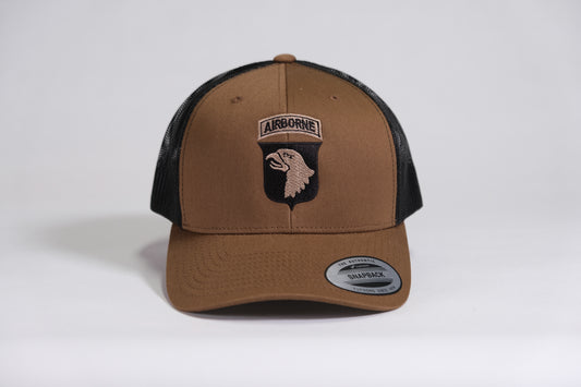 101st Airborne Division Patch Embroidered Coyote Retro Trucker Cap