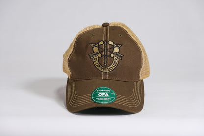 Special Forces Crest Embroidered Olive Drab Old Faithful Trucker Cap