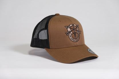 Special Forces Crest Embroidered Coyote Retro Trucker Cap