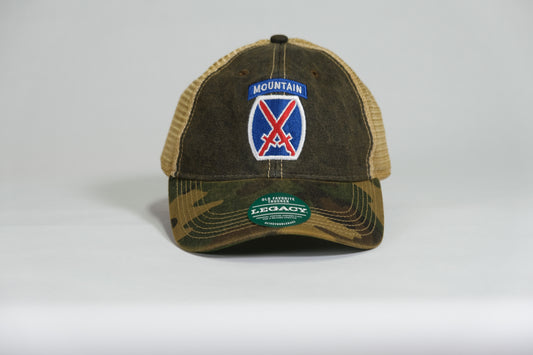 10th Mountain Division Patch Embroidered Full Color Old Faithful Trucker Cap