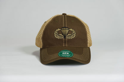 Basic Airborne Badge Embroidered Olive Drab Old Faithful Trucker Cap