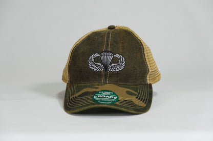 Basic Airborne Badge Embroidered Full Color Old Faithful Trucker Cap