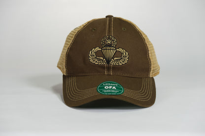 Master Airborne Badge Embroidered Olive Drab Old Faithful Trucker Cap