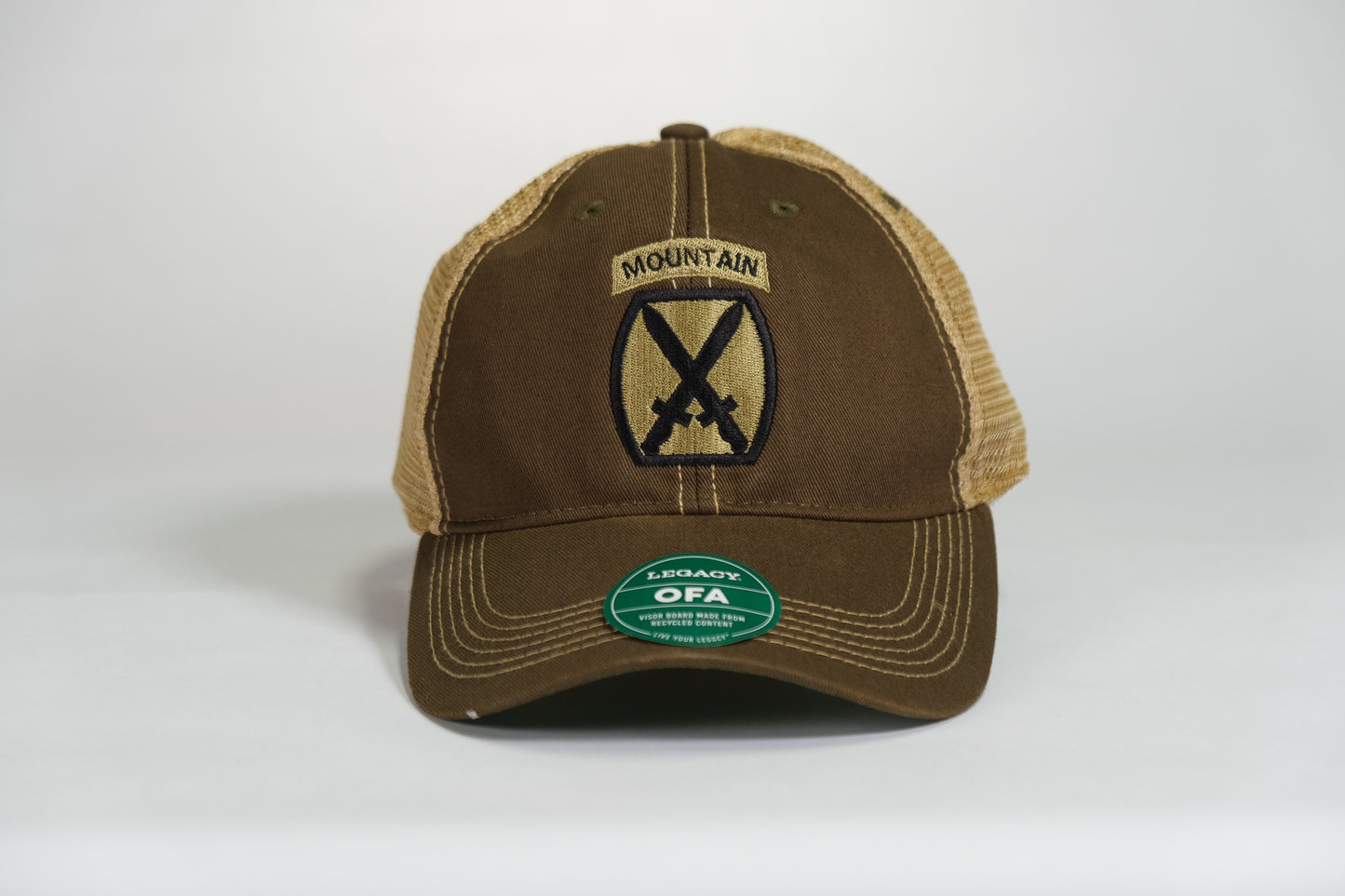 10th Mountain Division Patch Embroidered Olive Drab Old Faithful Trucker Cap