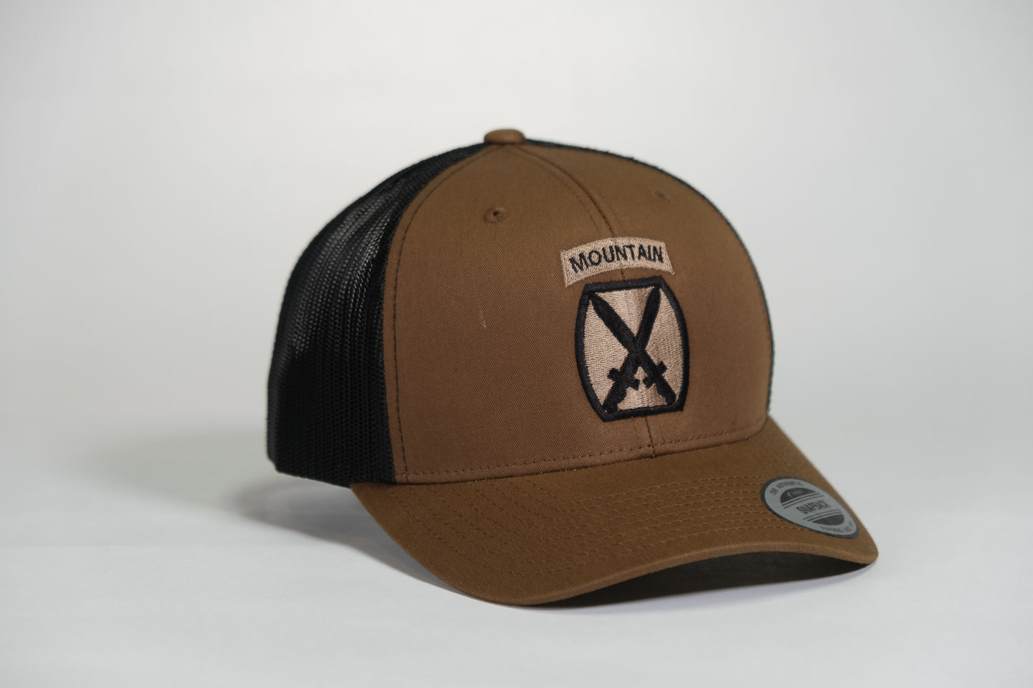 10th Mountain Division Patch Embroidered Coyote Retro Trucker Cap