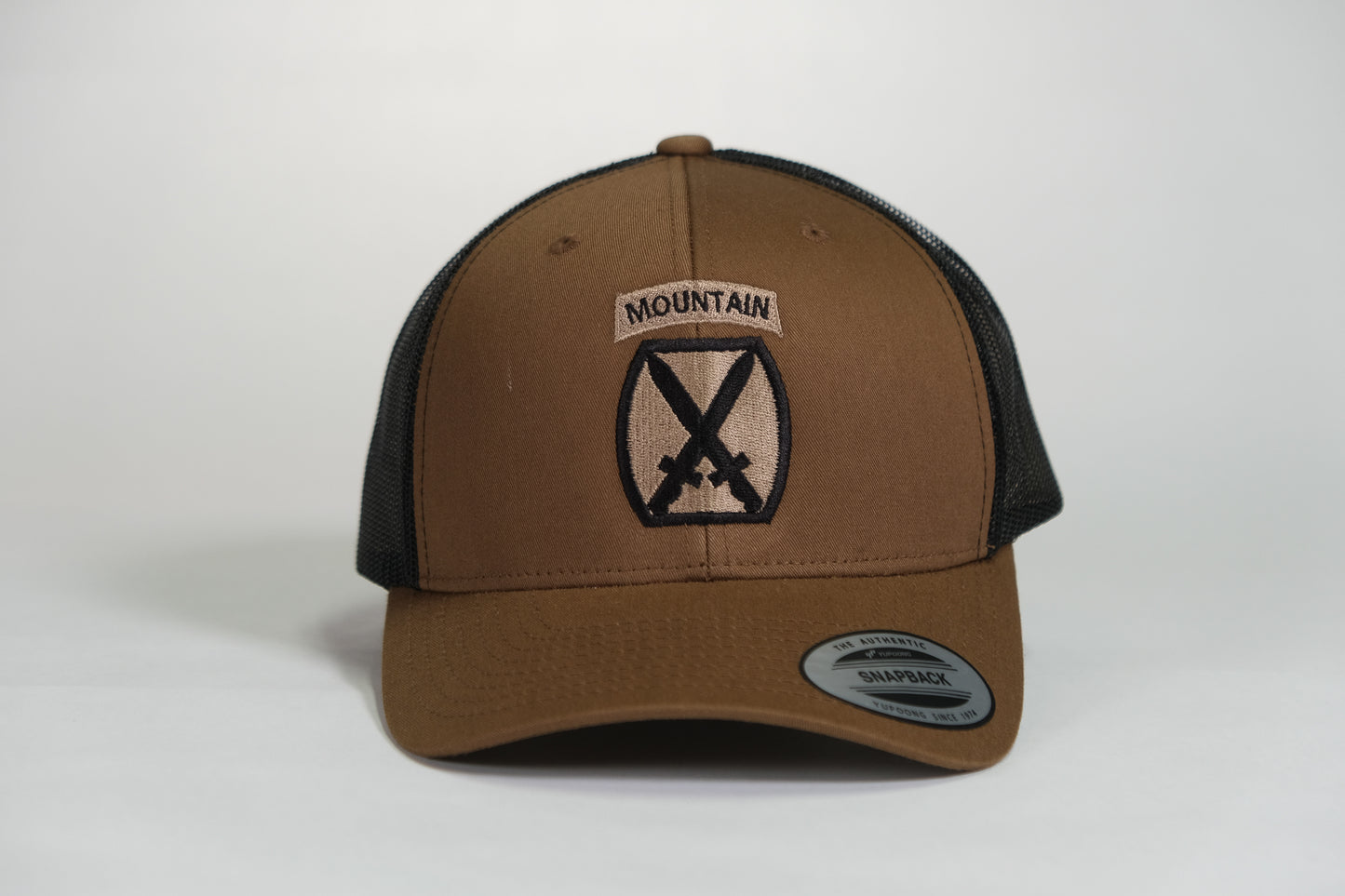 10th Mountain Division Patch Embroidered Coyote Retro Trucker Cap