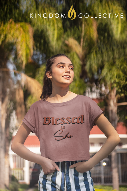 Blessed is She Womens Crop Top T-Shirt | Christian T-Shirt | Ministry Apparel