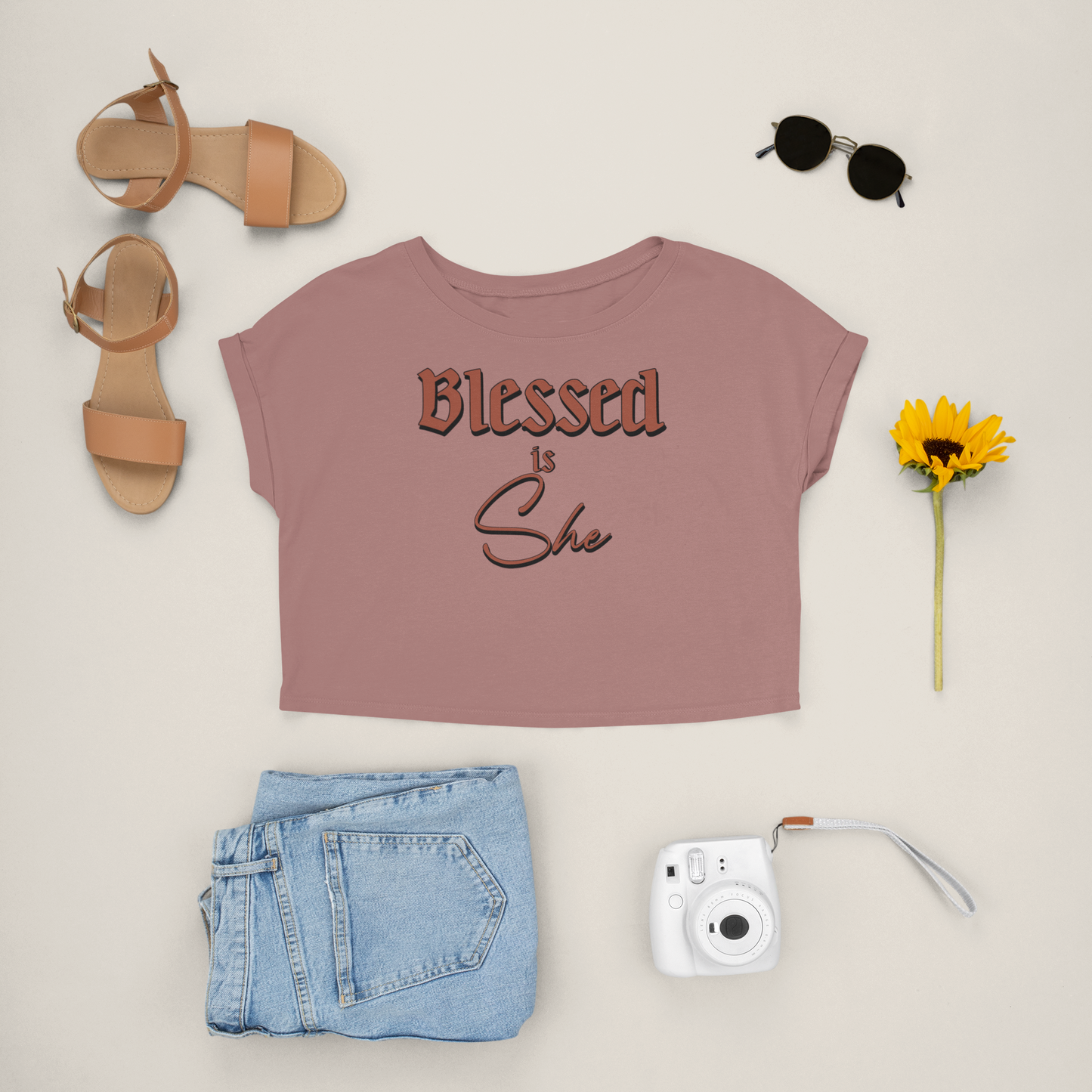 Blessed is She Womens Crop Top T-Shirt | Christian T-Shirt | Ministry Apparel