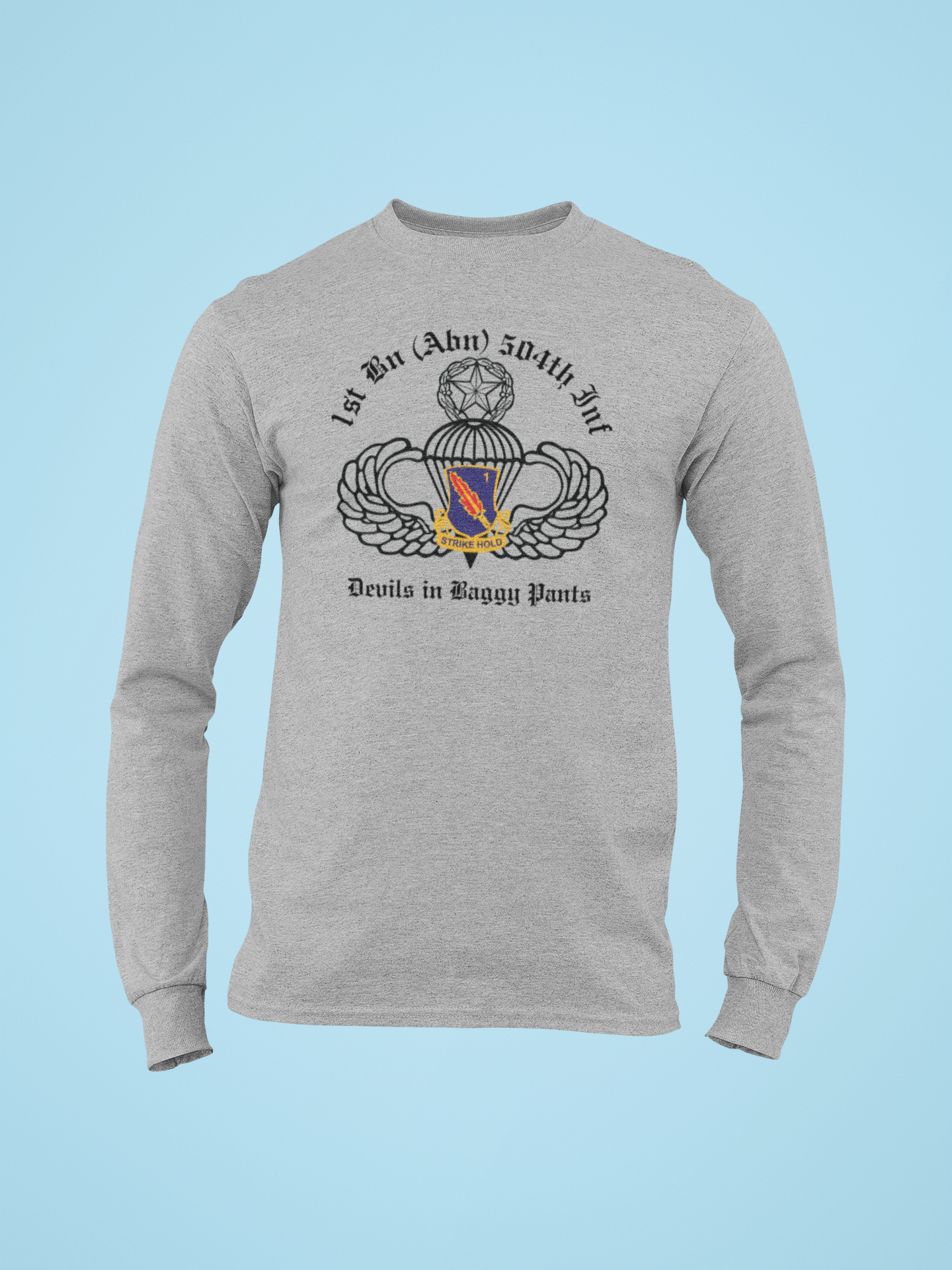 1-504 PIR Red Devils PT Long Sleeve T-Shirt - Honoring the US Army 82nd Airborne Division's Legacy