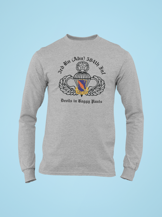 3-504 PIR Blue Devils PT Long Sleeve T-Shirt - US Army 82nd Airborne Division Recreated Physical Training Tee