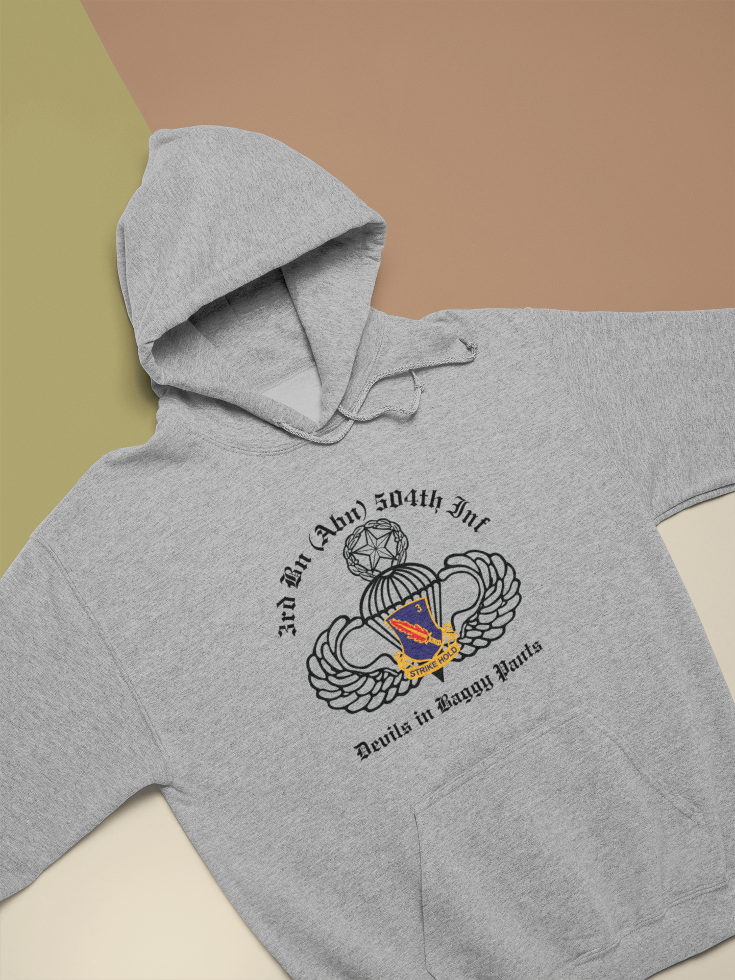 3-504 PIR Blue Devils PT Hoodie - US Army 82nd Airborne Division Recreated Physical Training Hooded Sweatshirt