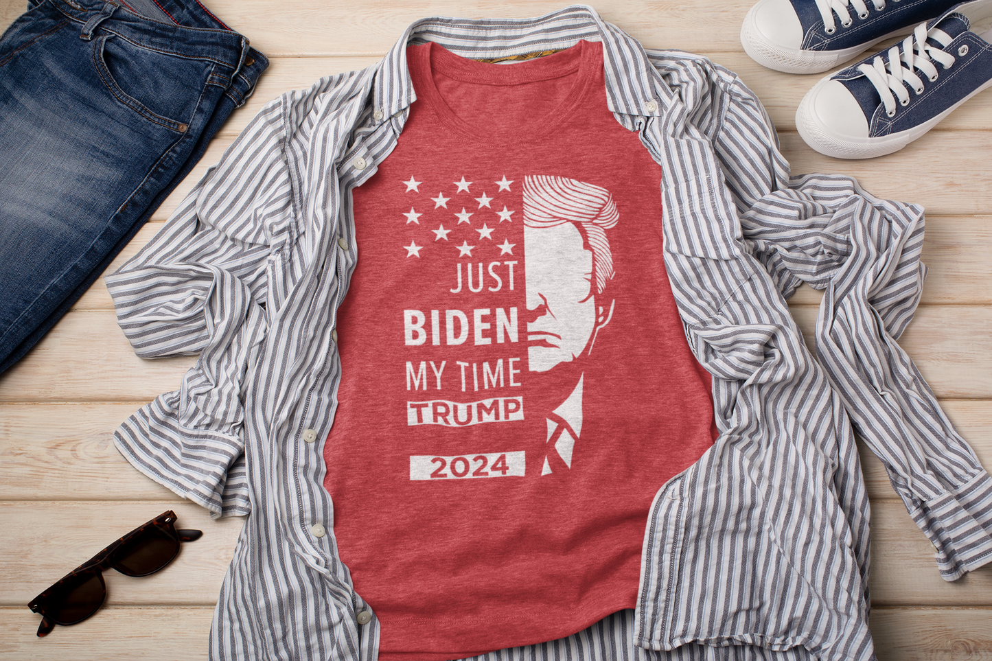 Biden My Time | Trump for President 2024 T-Shirt | Political Politics |  Presidential Race 2024 | FVBV Apparel