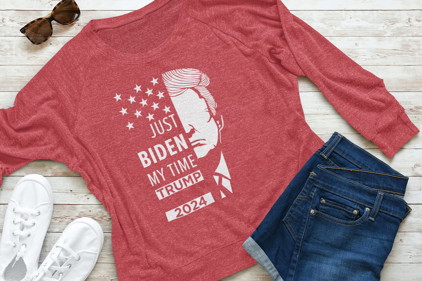 Biden My Time | Trump for President 2024 Long Sleeved T-Shirt | Political Politics | Presidential Race 2024 | FVBV Apparel