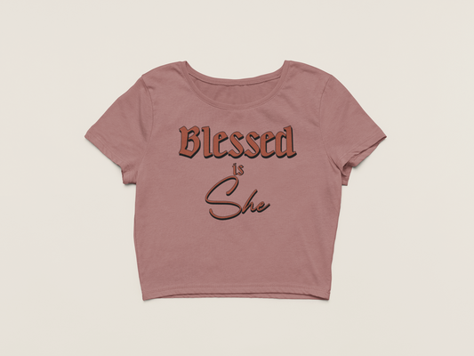 Blessed is She Womens Crop Top T-Shirt | Christian T-Shirt | Ministry Apparel